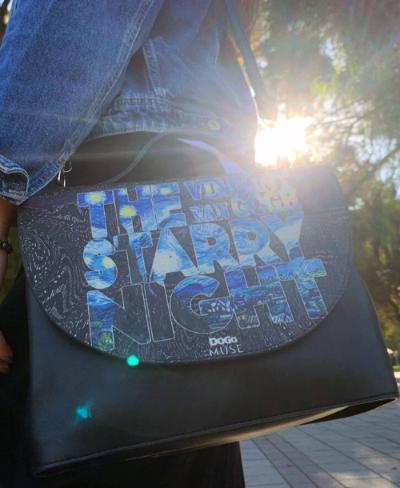 Leather Purse with Vincent van Gogh The Starry Night Muse