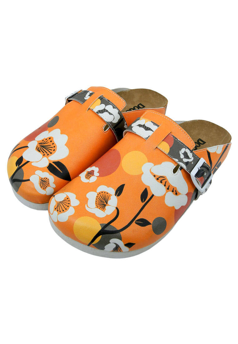 Women Vegan Leather Orange Slippers