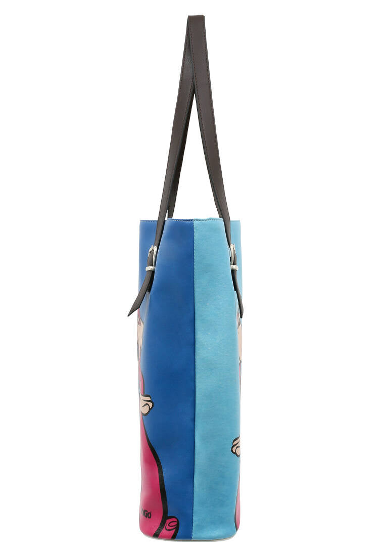 Leather Blue Shoulder Bag with Warner Bros Family Rocks