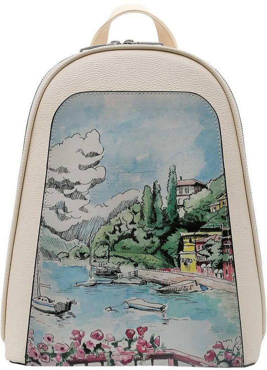 Leather Backpack with Lago di Como