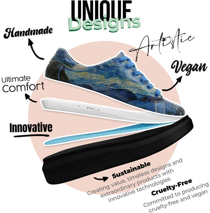 Veganske marine sneakers i skinn