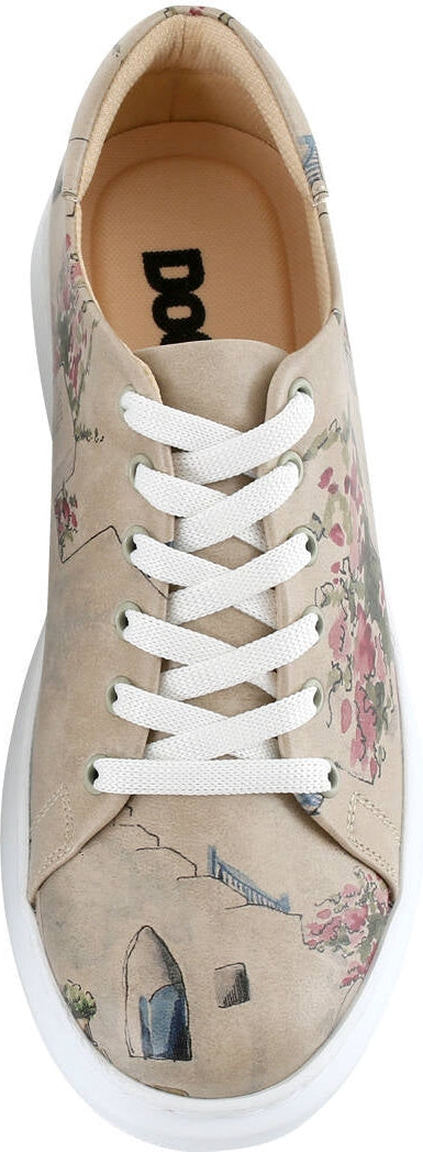 Women Vegan Leather Beige Sneakers